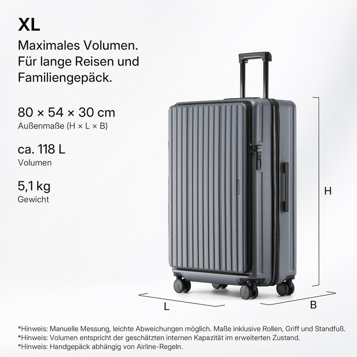 Koffer Expandierbar – Hartschalen-Trolley mit Oberseiten-Öffnung, Kompressionsgurt & extra Stauraum