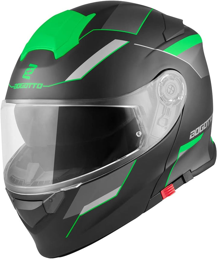 Bogotto V271 Delta Klapphelm schwarz/grün XS, schwarz/grün XS