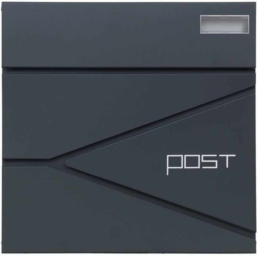 SCHARTEC® Design Briefkasten SPB-3 anthrazit mit Zeitungsfach modern & gross Wandbriefkasten Postkas