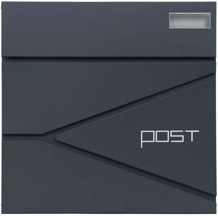 SCHARTEC® Design Briefkasten SPB-3 anthrazit mit Zeitungsfach modern & gross Wandbriefkasten Postkas