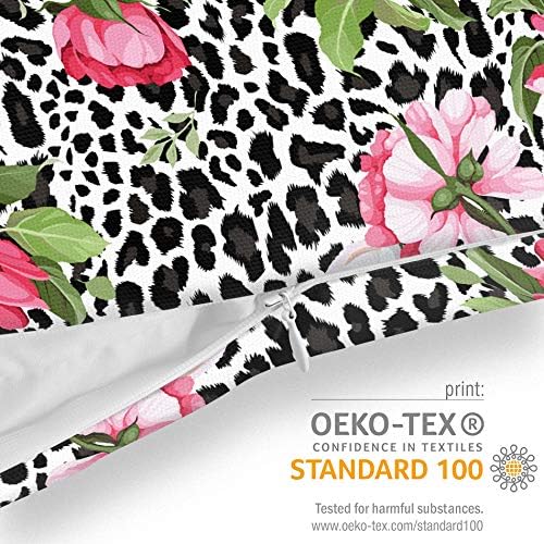 VOID Pfingstrosen Leopard Kissenbezug Kissenhülle Sofakissen Kissen Deko Outdoor-Kissen Dekokissen,