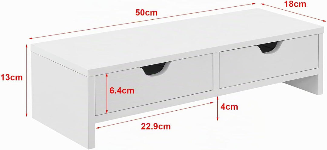 [en.casa] Monitorständer Mänttä mit 2 Schubladen Monitorerhöhung 50x18x13cm Bildschirmerhöhung für L