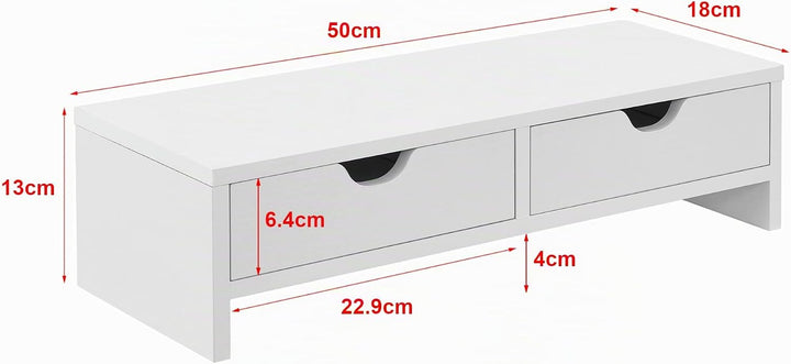 [en.casa] Monitorständer Mänttä mit 2 Schubladen Monitorerhöhung 50x18x13cm Bildschirmerhöhung für L