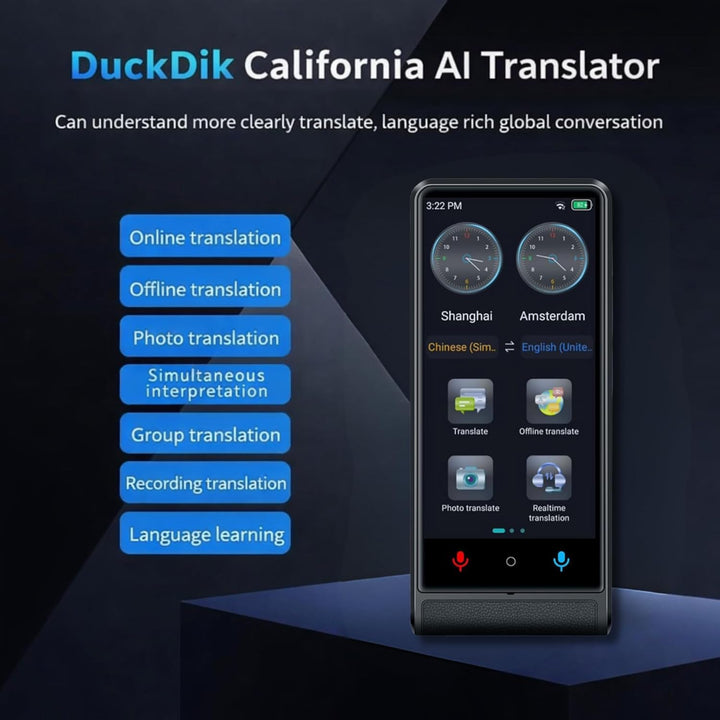 Californa, Sofort-Sprachübersetzer 2026, gleichzeitiger Übersetzer ohne WLAN, Touchscreen, 10,2 cm (