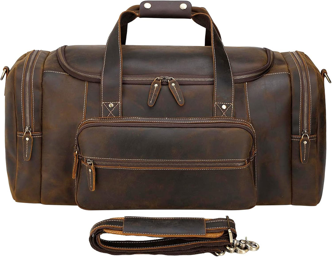 Polare Reisetasche für Herren, 58,4 cm, Vollnarbenleder, Wochenendtasche, Reisetasche Braun (66 Cm,