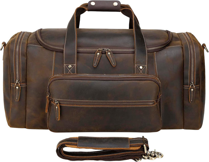 Polare Reisetasche für Herren, 58,4 cm, Vollnarbenleder, Wochenendtasche, Reisetasche Braun (66 Cm,