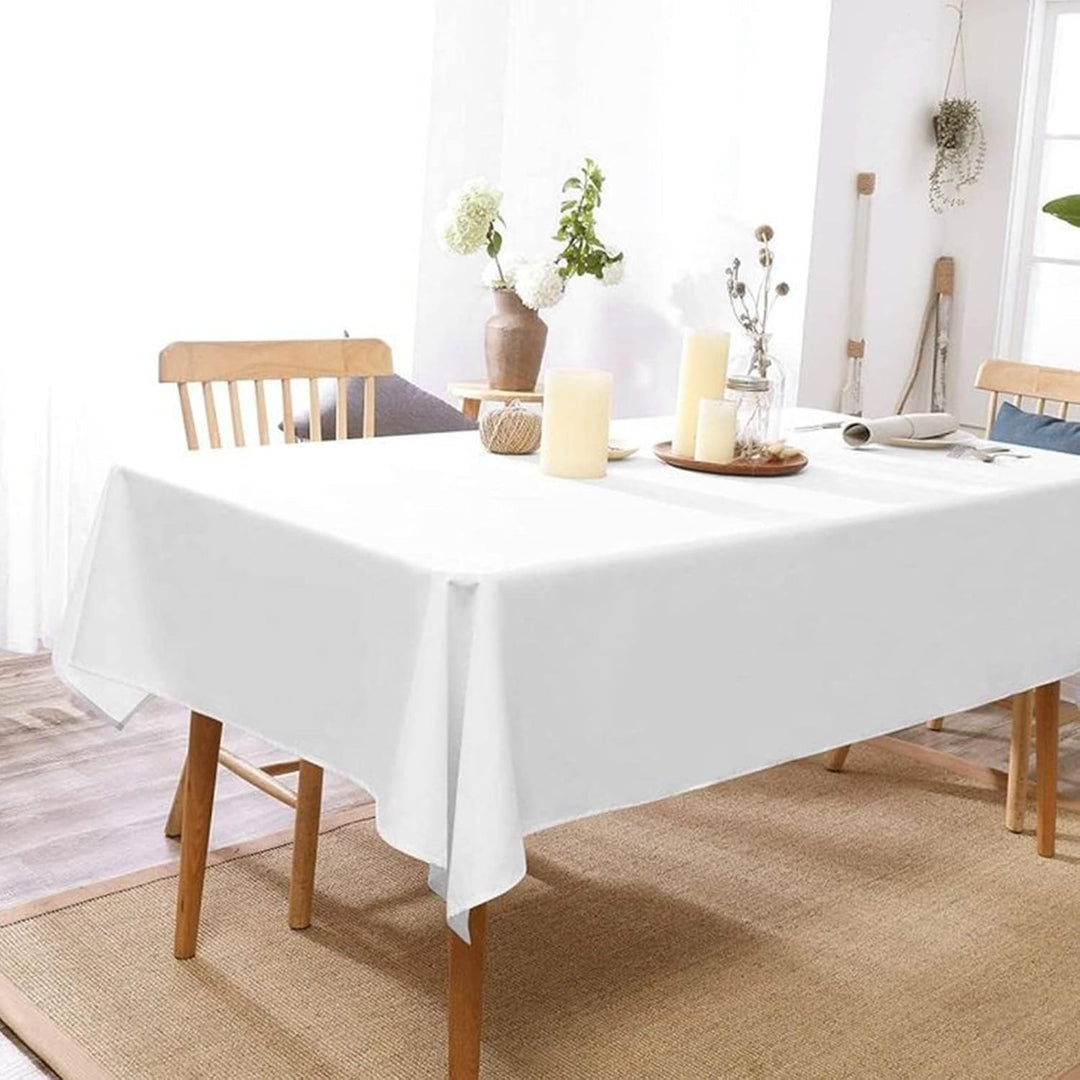 2er-Pack weisse Polyester-Tischdecken 153×260 cm für 6 Fuss rechteckige Tische Polyester-Tischdecke,