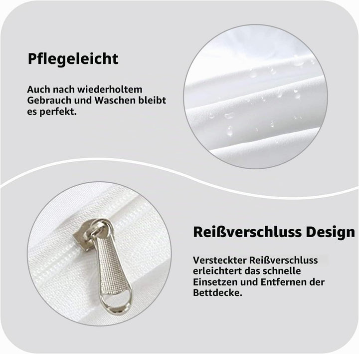 Bettwäsche 3D Rot Rose Bettbezug Set mit Reissverschluss und 2 Kissenbezug, Mikrofaser Kreative Rose