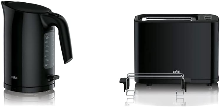 Braun WK 3110 BK Wasserkocher | Füllmenge 1,7 l | 3.000 Watt | Schnellkochsystem & Toaster | Doppels