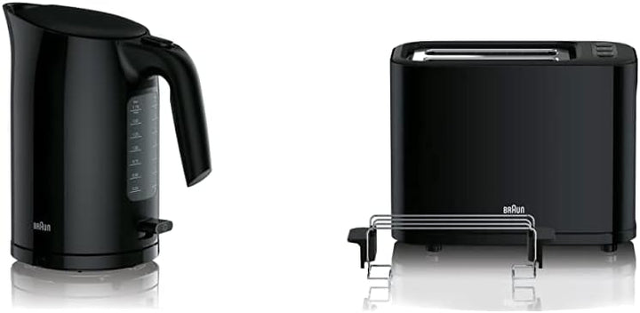 Braun WK 3110 BK Wasserkocher | Füllmenge 1,7 l | 3.000 Watt | Schnellkochsystem & Toaster | Doppels