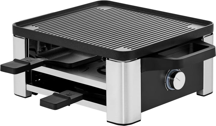 WMF Lono Raclette Grill mit Pfännchen und Schiebern, Raclette 4 Personen, 870 W, edelstahl