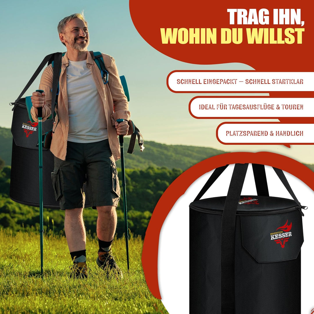 KESSER® Raketenofen mit Grillpfanne aus Gusseisen | inkl. Grillzange & Tragetasche | Dutch Oven 6 in