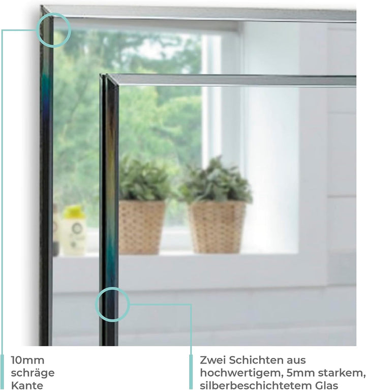 Neue Design Schöner rechteckiger Badezimmerspiegel mit Ablage, modern und stylish, 2 Lagen Glass, mi