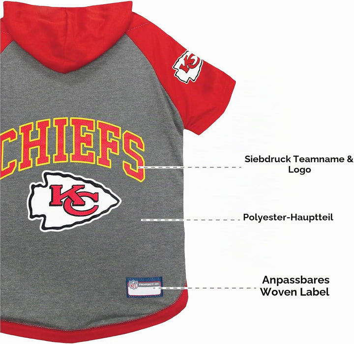Pets First KCC-4044-XS NFL Kansas City Chiefs Hoodie für Hunde &amp; Katzen | NFL Football Licensed Dog