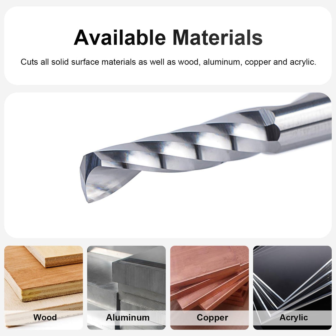 SpeTool 5 Stück Alu Fräser 6mm Schaft VHM Fräser Schaftfräser Holz 22 mm Schnittlänge CNC Fräser Hol