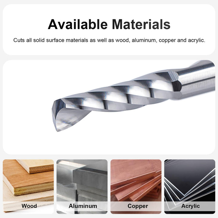 SpeTool 5 Stück Alu Fräser 6mm Schaft VHM Fräser Schaftfräser Holz 22 mm Schnittlänge CNC Fräser Hol