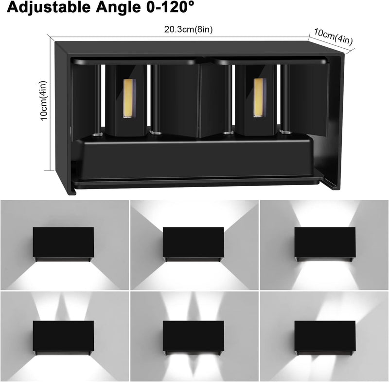 Kingwen 20W LED Aussenlampe 6000K Kaltweiss Wandleuchte Innen/Aussen LED Aussenleuchte Rechteckig Ve