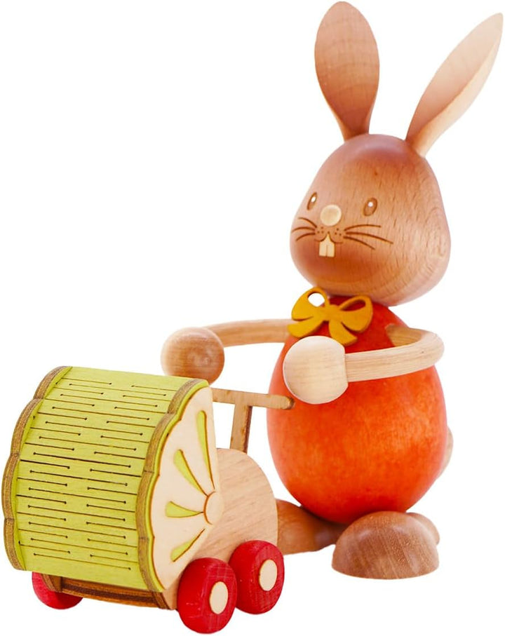 Drechslerei Kuhnert - Osterdekoration / Osterhase - Stupsi Hase "mit Kinderwagen" - 12cm - aus Holz