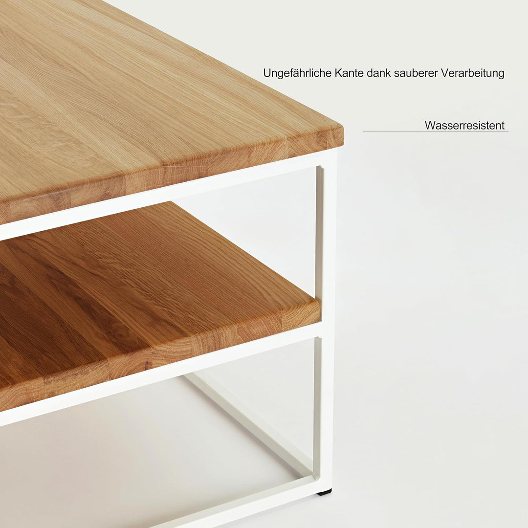 1 Original BestLoft® Couchtisch Boston Beistelltisch Industriedesign Loft (Eiche Hell + Gestell Weis