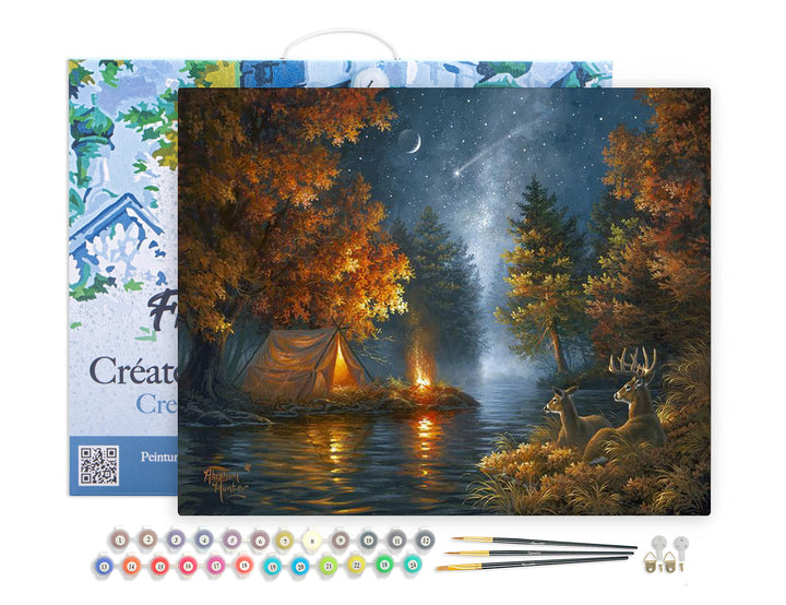 Figured'Art Malen Nach Zahlen Erwachsene Mit Rahmen Zelten unter dem Sternenhimmel - Paint by Number