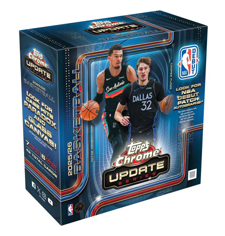 2025-26 Topps Chrome-Updates NBA-Basketball, werksseitig versiegelt, Mega-Box