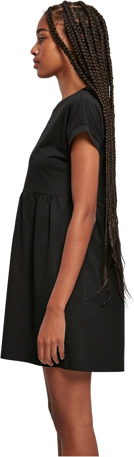 Urban Classics Damen Kleid Ladies Organic Empire Valance Tee Dress, Volantkleid für Frauen, Loose Fi
