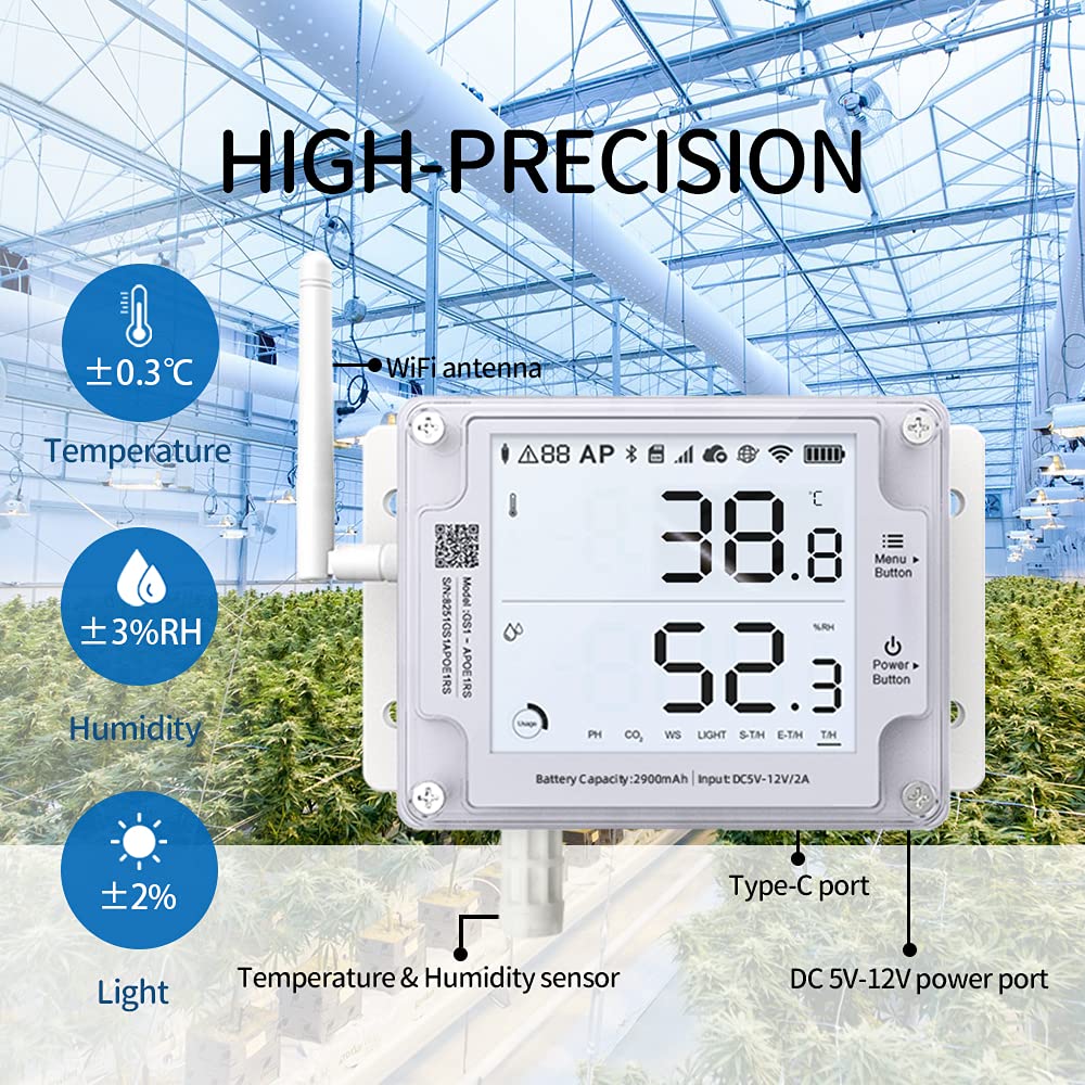 UbiBot GS1-A | drahtloser Temperatur- u. Feuchtigkeitssensor mit App- u. E-Mail-Benachrichtigungen,
