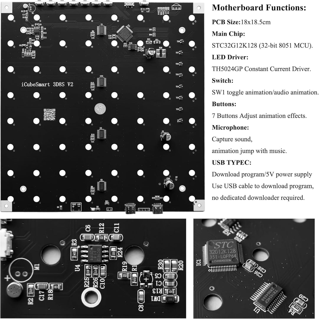 8x8x8 Led Cube Kit Led Löt Bausatz 8x8x8 DIY Elektronik Bausatz Schweissprojekt-Kit (3D8C-MULTI4)