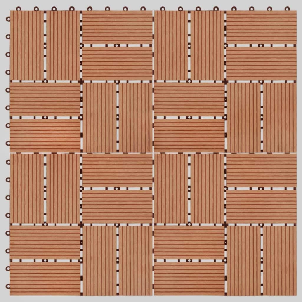 Festnight WPC Terrassendielen Terrassenplatten 30x30 cm 11er Spar Set für 1m² Teak in Holzoptik für