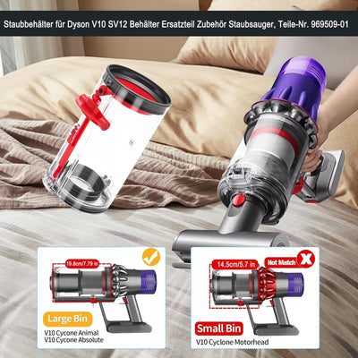 Fictezlove Ersatzteile Staubbehälter für Dyson V10 SV12 Behälter Zubehör Staubsauger, Mülleimer Stau