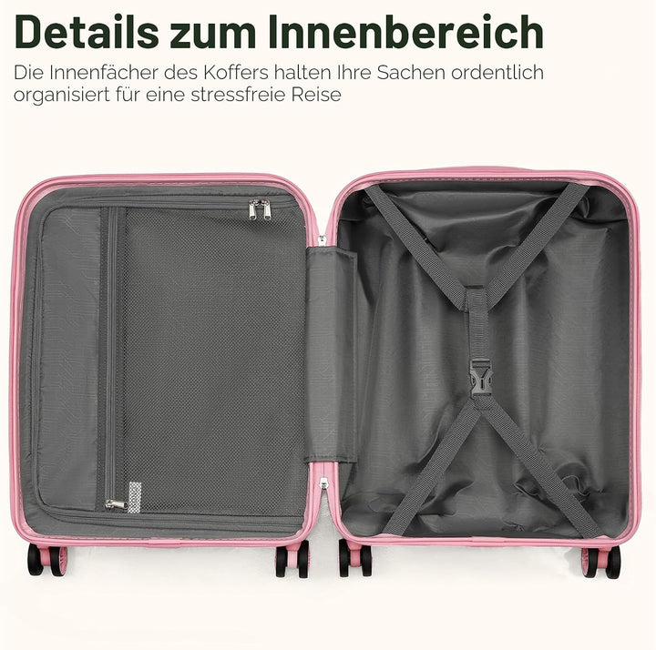 KONO Koffer Trolley Handgepäck Koffer Reisekoffer von ABS+PC Hartschalenkoffer mit 4 Rollen TSA Schl