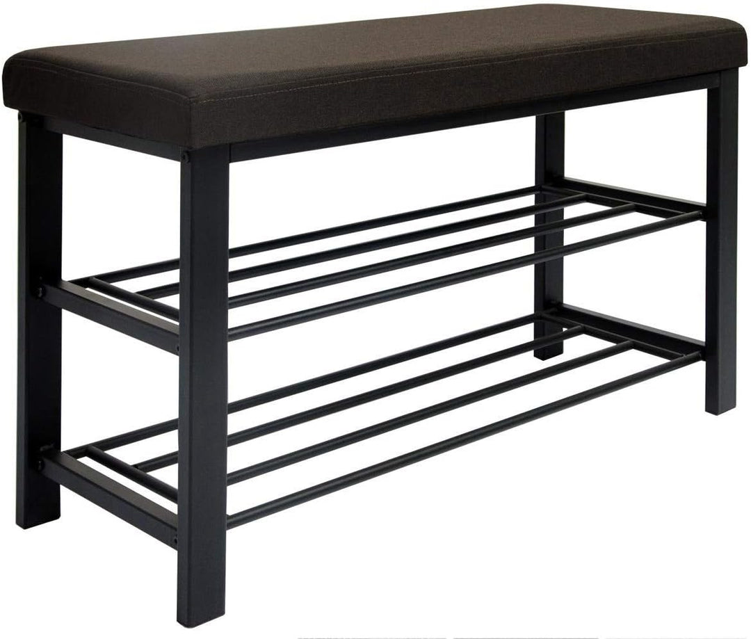 DuneDesign Schuhregal 81x32x46 cm offener Schuhschrank mit 2 Böden stabile Sitzbank Schuhbank aus Me