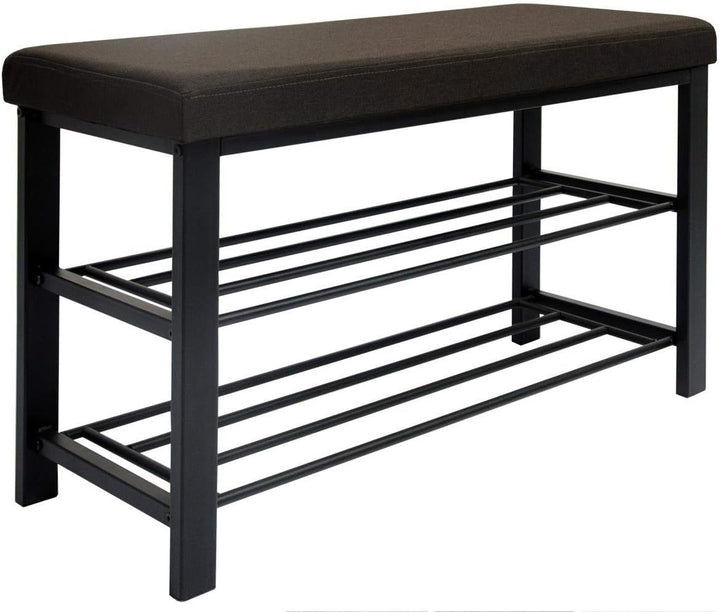 DuneDesign Schuhregal 81x32x46 cm offener Schuhschrank mit 2 Böden stabile Sitzbank Schuhbank aus Me
