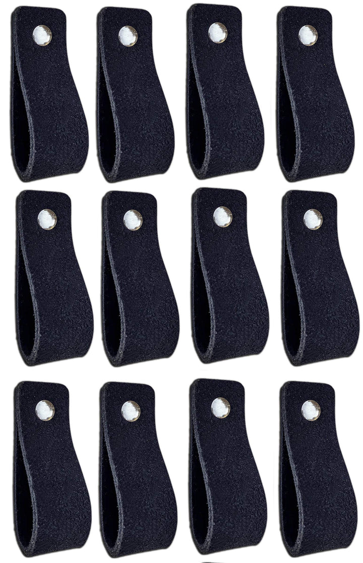 Brute Strength - Ledergriffe für Möbel - Wildleder - Schwarz - 12 Stück - 16,5 x 2,5 cm - Schrankgri