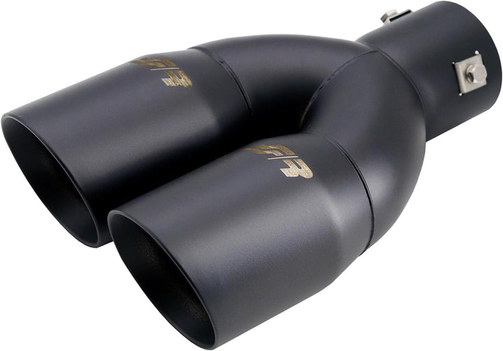 Simoni Racing Auspuffblende Doppelrunde/Schräg Edelstahl Schwarz - 2xØ76xL240mm - Anschluss 34-60mm