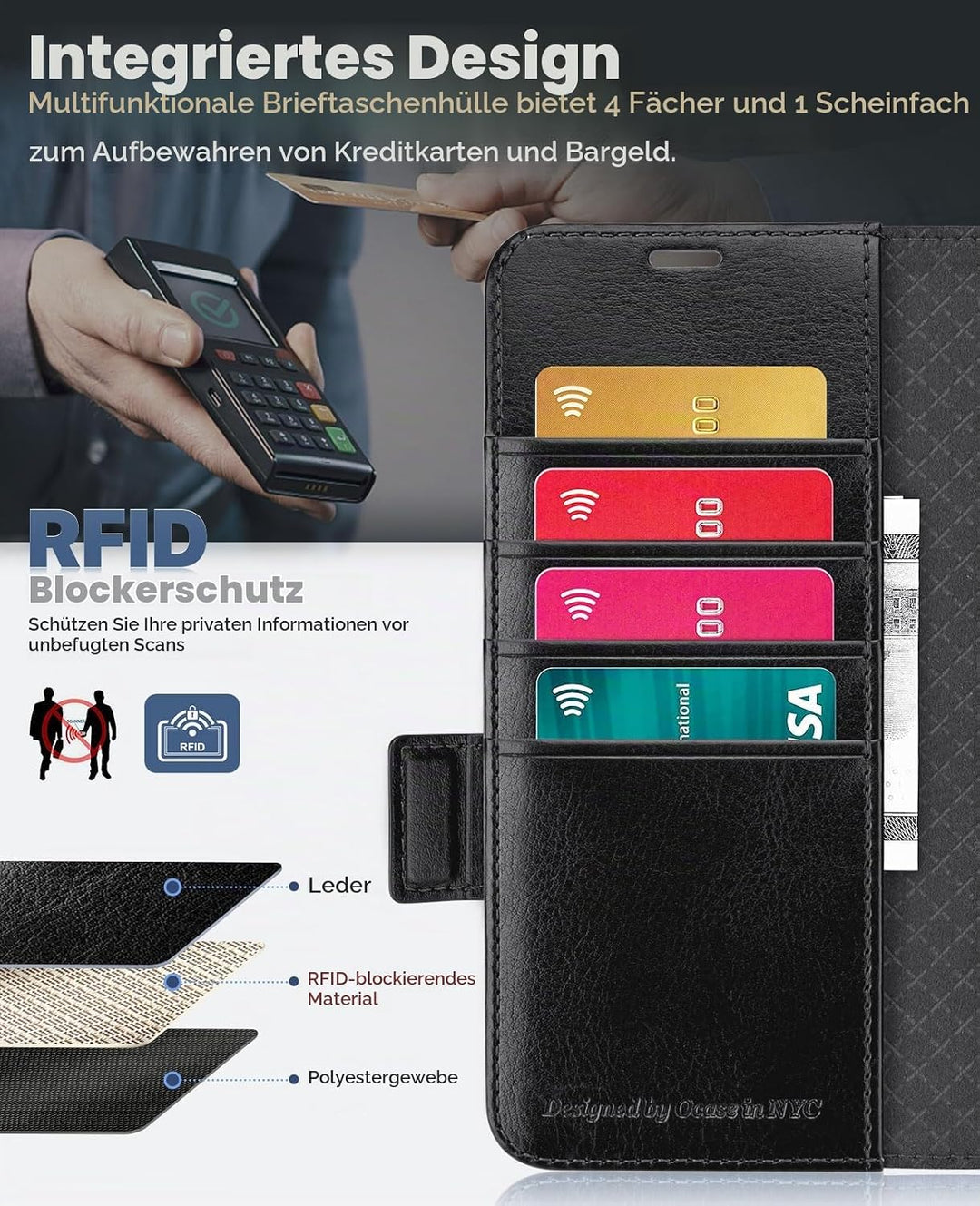 OCASE Aktualisierte Version Hülle Samsung Galaxy Z Fold 5 5G Handyhülle [mit S Pen Halter] [Vorderse