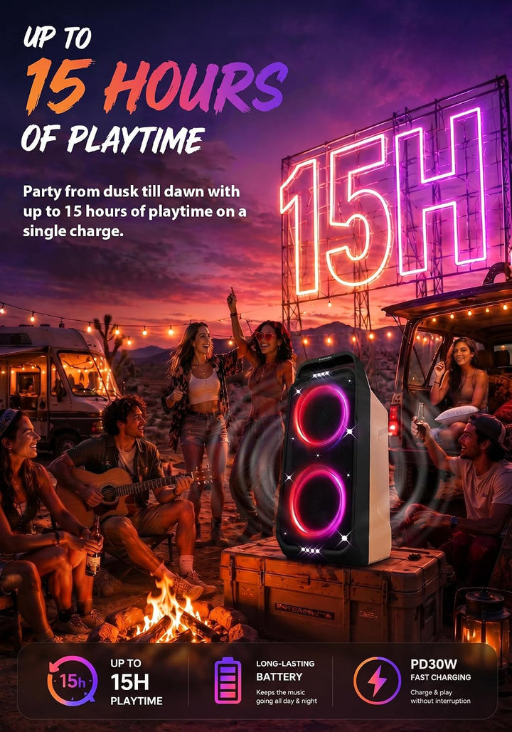 Foxdawn 240W Party Bluetooth Lautsprecher, lautem Stereosound, Musikbox Bluetooth Gross Partybox, Na
