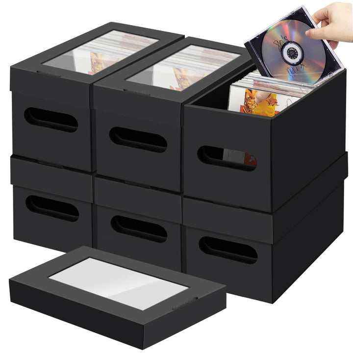 AOBOPLE 6 Stück CD Aufbewahrungsbox,CD Aufbewahrungsbehälter für 180 CDs in vollen Juwelenhüllen,360