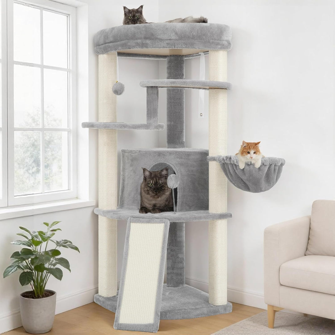 Gitelsnour Eck-Kratzbaum, Katzenbaum für Innenbereich, Mehrstöckiges katzenkratzbaum mit vollständig