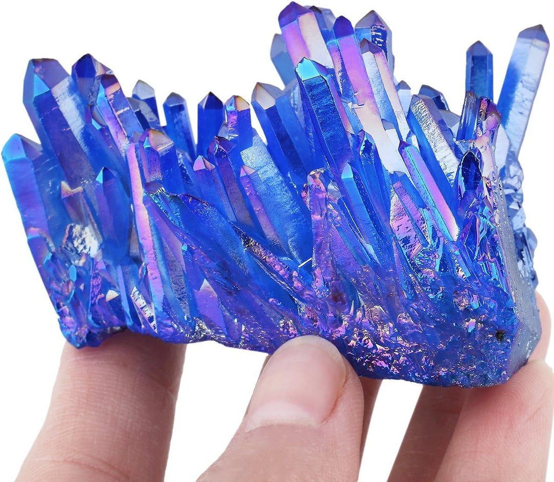 mookaitedecor Titanium Coated Natürlichen Bergkristall Rohstück Geode Dekorative Stein Naturstück Ed