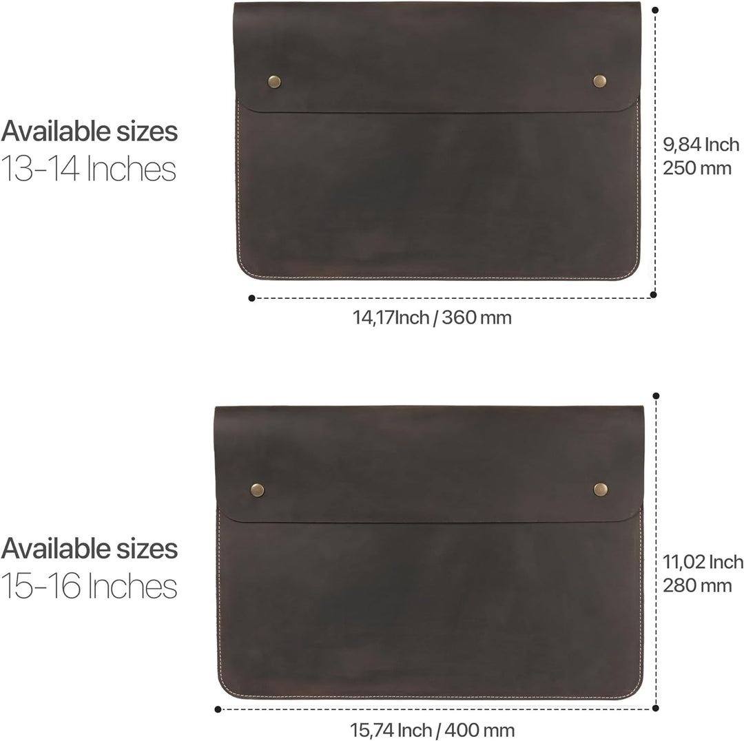 MegaGear Genuine Leather MacBook Bag for 15 & 16 Inch - Chestnut Chestnut 15-16 inches, Chestnut 15-