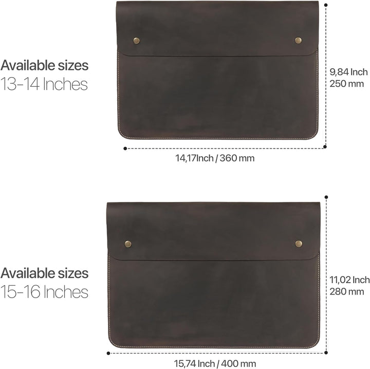 MegaGear Genuine Leather MacBook Bag for 15 & 16 Inch - Chestnut Chestnut 15-16 inches, Chestnut 15-