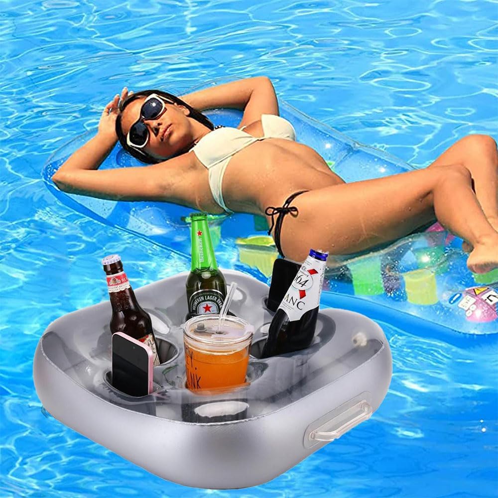Poolbar Cocktailhalter,4 Löchern Aufblasbarer getränkehalter,Schwimmende Coasters BecherhalterHerges
