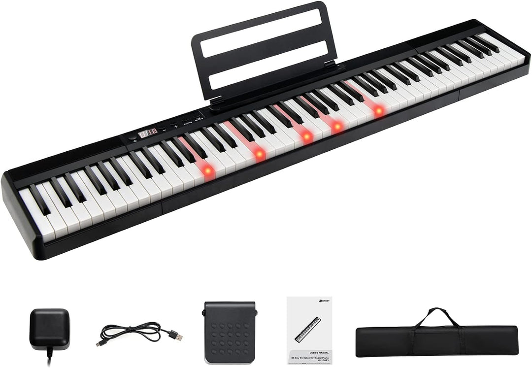 GOPLUS Digitalpiano mit 88 Tasten, Keyboard in voller Grösse, Tragbares E-Piano mit Tasche, Halteped