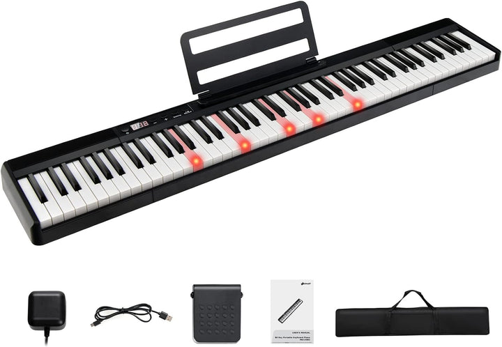 GOPLUS Digitalpiano mit 88 Tasten, Keyboard in voller Grösse, Tragbares E-Piano mit Tasche, Halteped