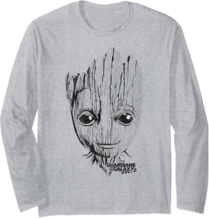 Marvel Guardians Of The Galaxy Groot Line Art Portrait Langarmshirt