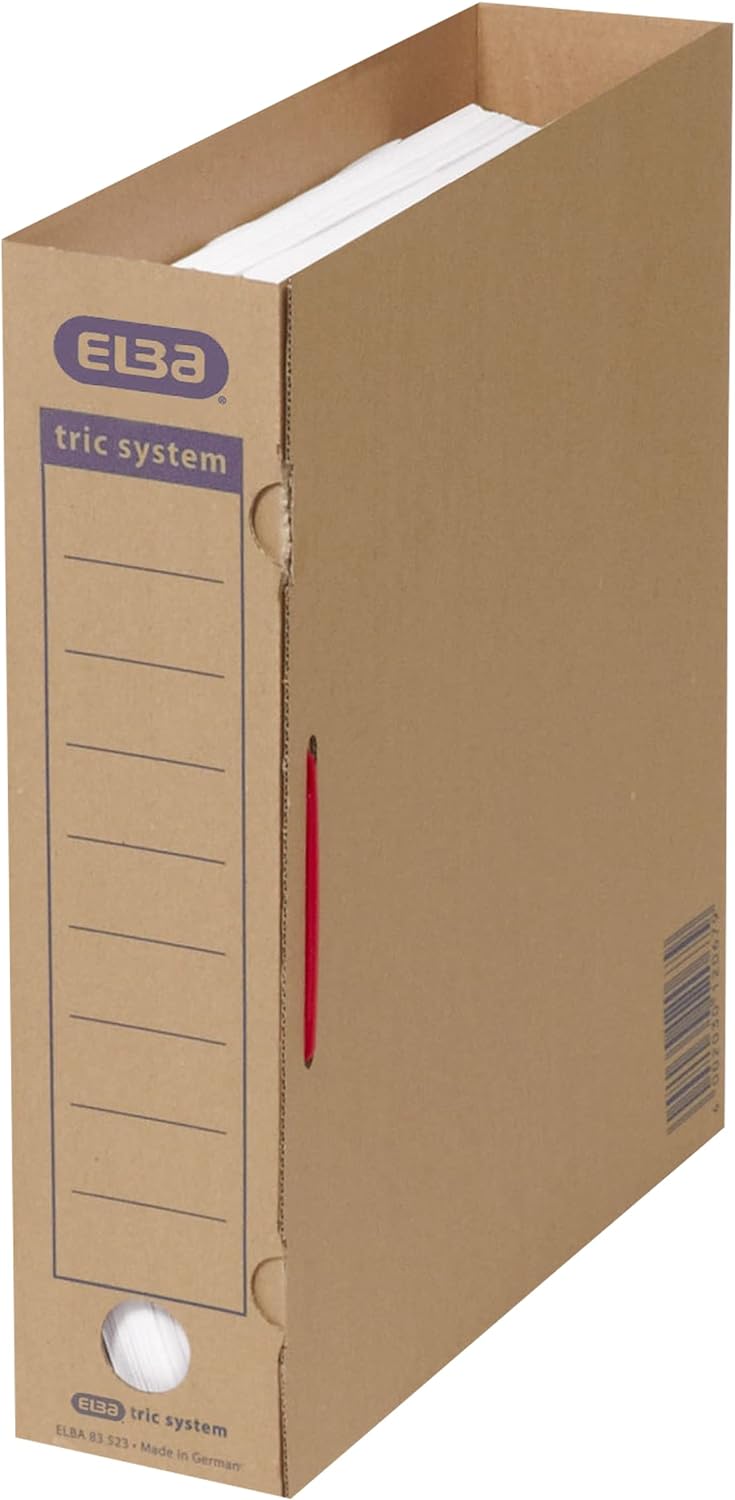 Elba Archiv-Ordner tric system, Wellpappe naturbraun, ohne Bündelungsbügel, 30 Stück