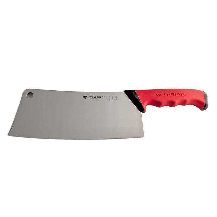 Wolfcut RED Serie - Hackmesser 24 cm Klinge, rot-schwarzem rutschfestem Griff,Premium Profi Qualität