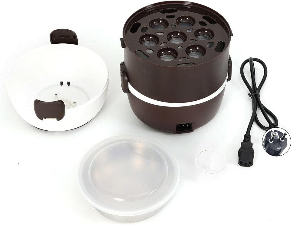 Elektrisch Lunchbox, Mini Reiskocher Tragbare Heizung Brotdose Steamer Dampfgarer 3 Schicht 2L Edels