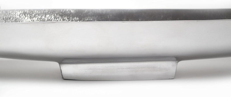 Kobolo Dekoschale Dekoteller Schiffchenform schmal - aus Metall - Silber - 80cm
